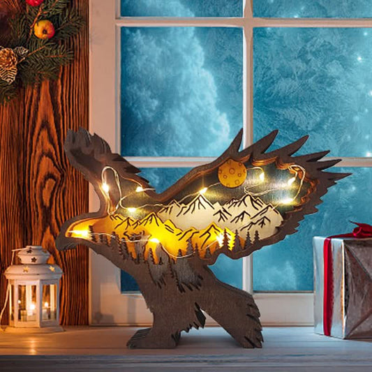 3D Hand Carved Wooden Eagle Decoration Wood Carved Art Flying Eagle Statue Artwork mysite