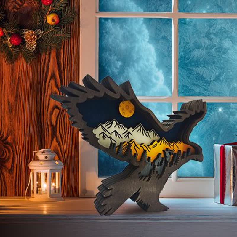 3D Hand Carved Wooden Eagle Decoration Wood Carved Art Flying Eagle Statue Artwork mysite