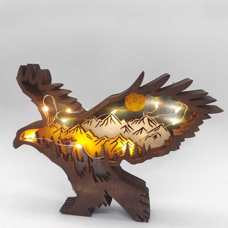 3D Hand Carved Wooden Eagle Decoration Wood Carved Art Flying Eagle Statue Artwork mysite