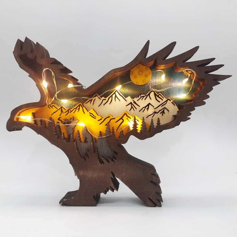 3D Hand Carved Wooden Eagle Decoration Wood Carved Art Flying Eagle Statue Artwork mysite