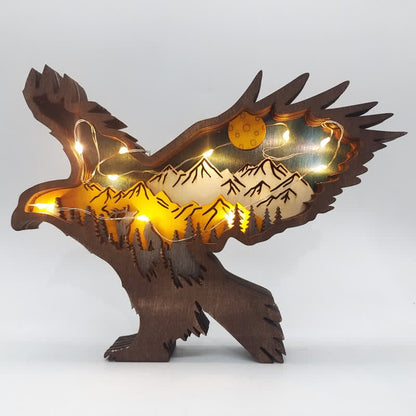 3D Hand Carved Wooden Eagle Decoration Wood Carved Art Flying Eagle Statue Artwork mysite