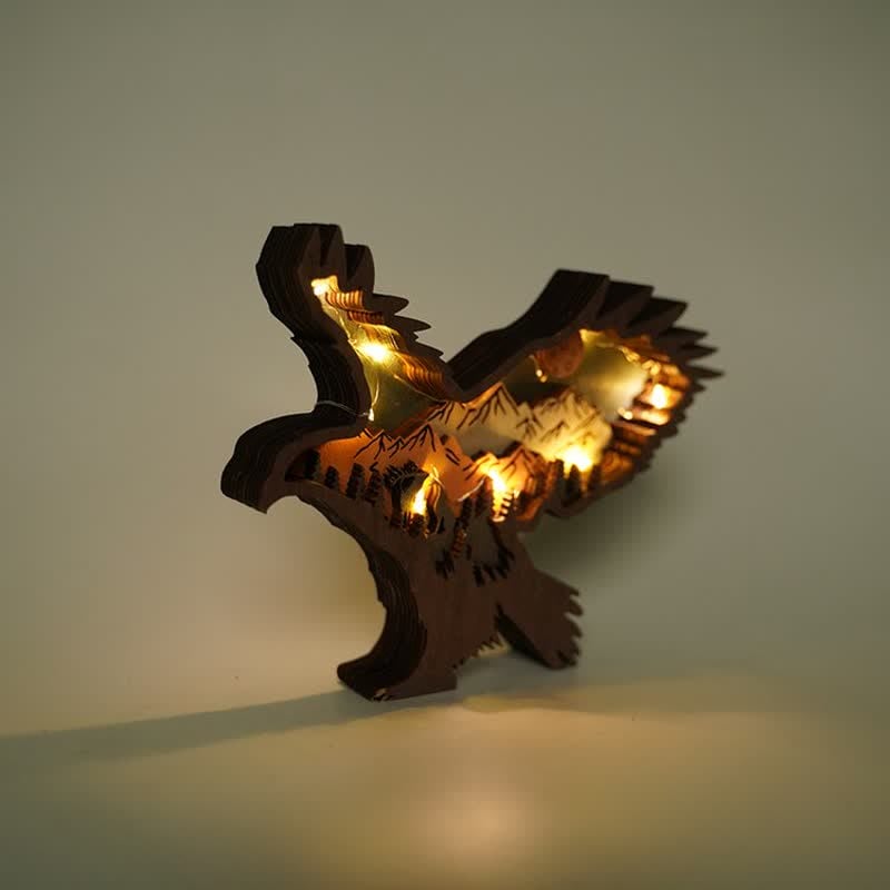 3D Hand Carved Wooden Eagle Decoration Wood Carved Art Flying Eagle Statue Artwork mysite