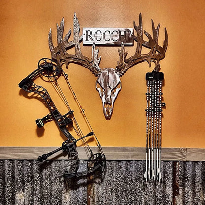 Personalisiertes Hirschschädel-Rack aus Metall