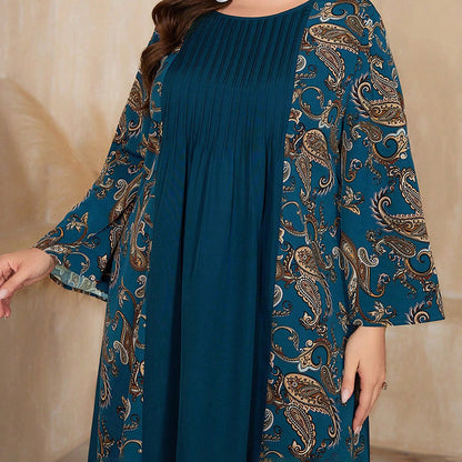 Women's Plus Size Bohemian Floral Print Maxi Dress