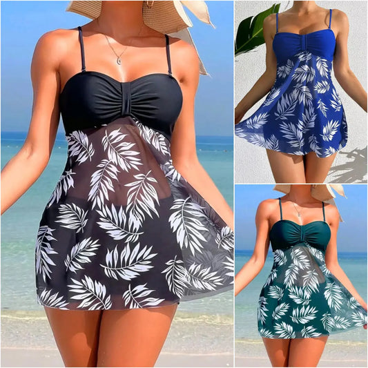 👙【TWO PIECES FREE SHIPPING】2025 NEW MESH PRINT SWIMSUIT SET