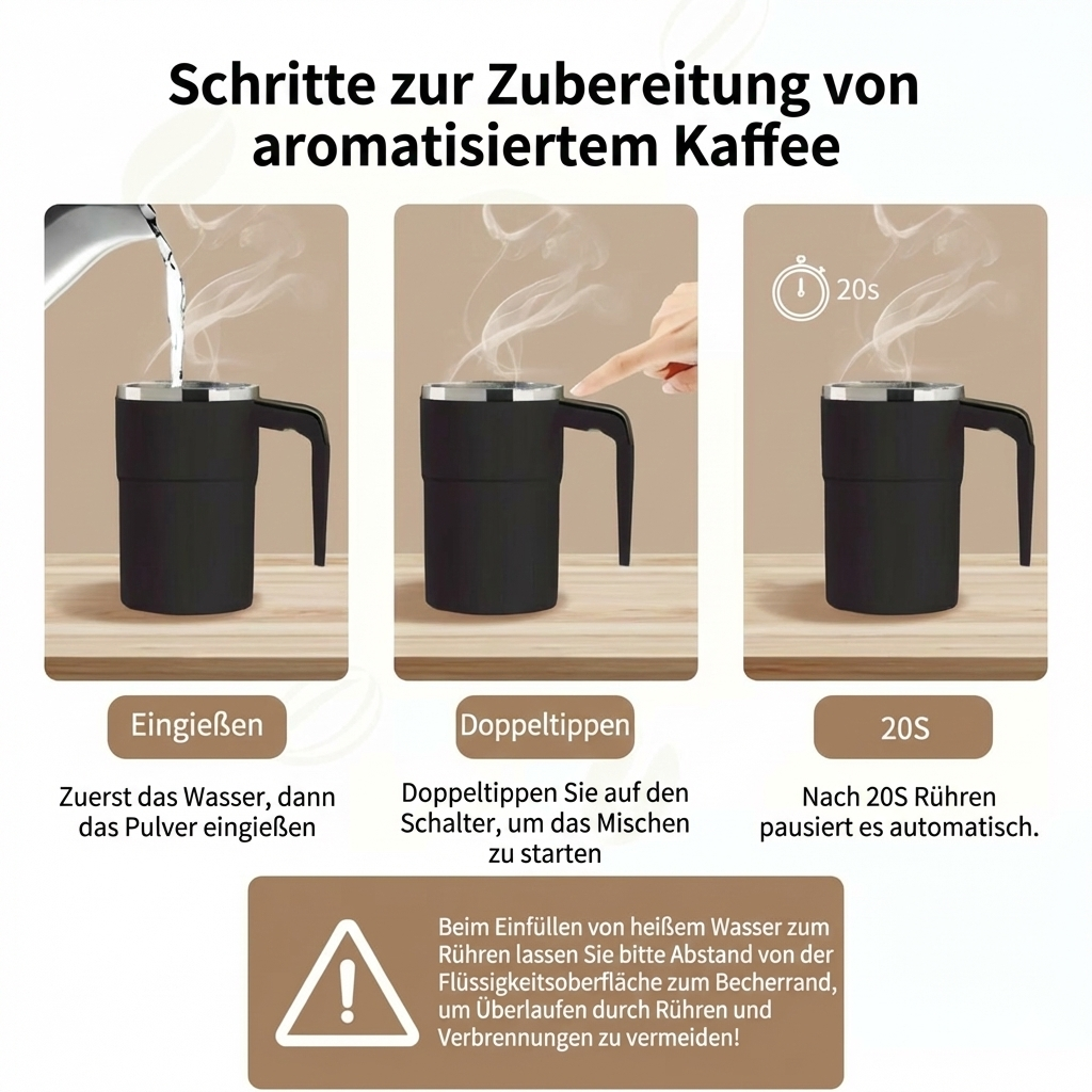 Selbstrührender, magnetischer Kaffeebecher