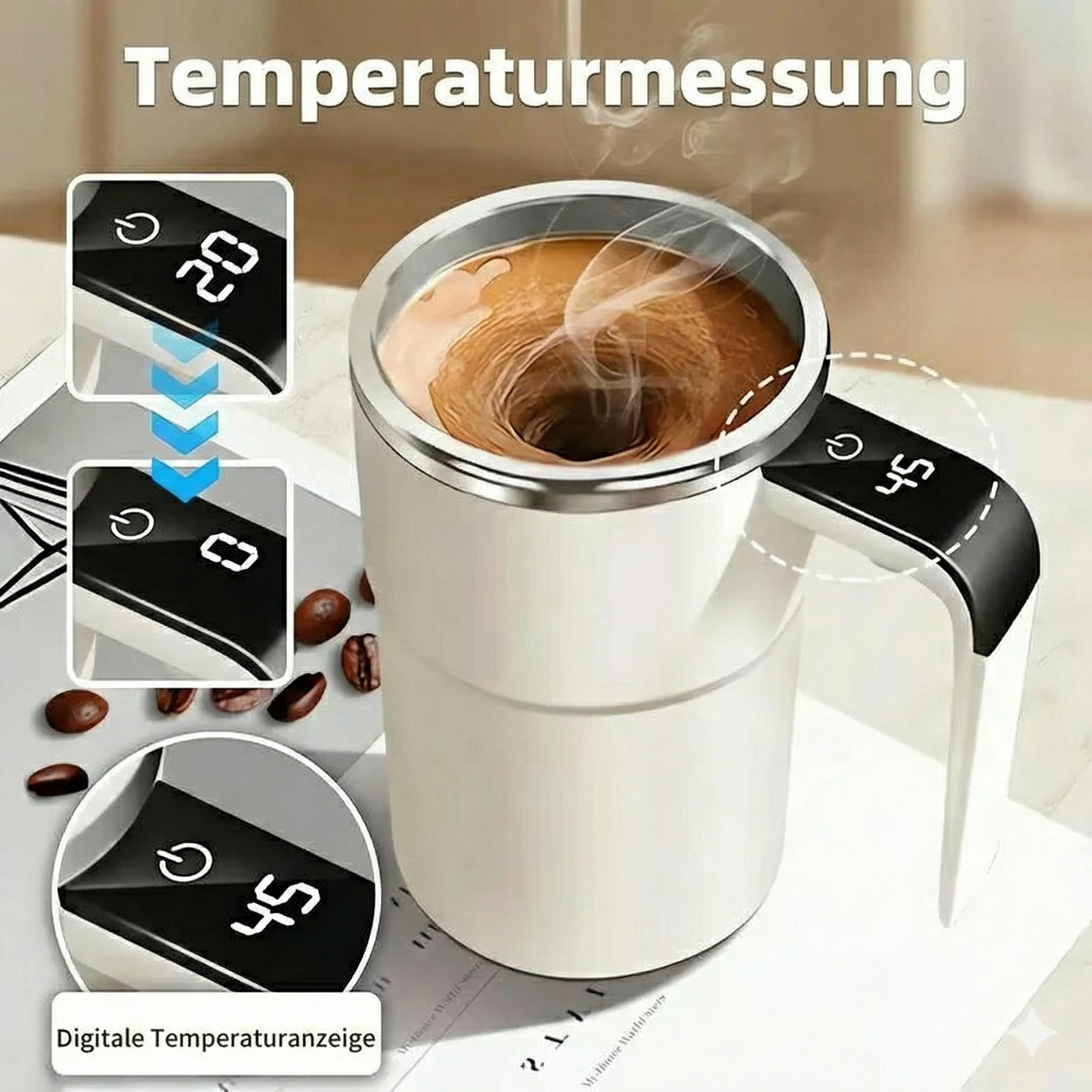 Selbstrührender, magnetischer Kaffeebecher
