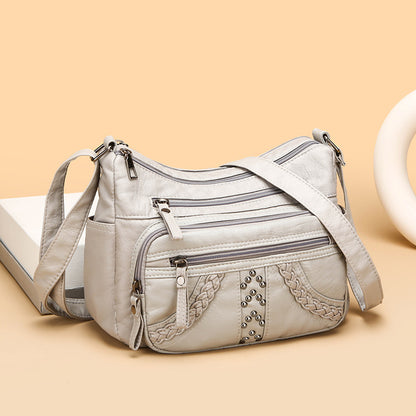 Women's Multi-Layer Solid Color Crossbody Bag