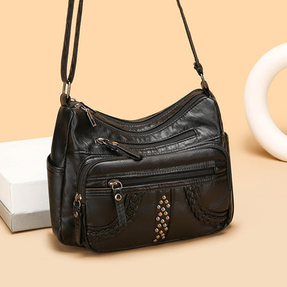 Women's Multi-Layer Solid Color Crossbody Bag