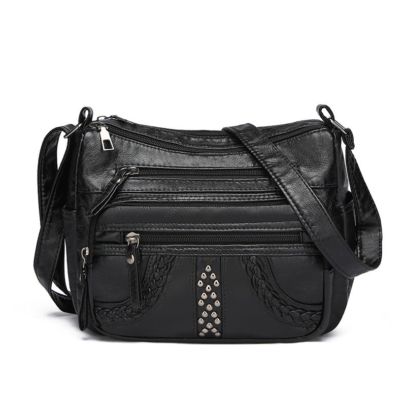 Women's Multi-Layer Solid Color Crossbody Bag