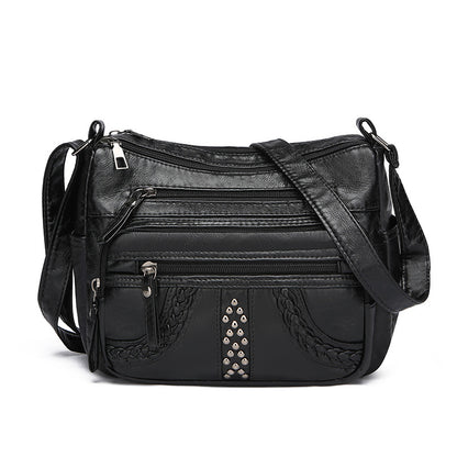 Women's Multi-Layer Solid Color Crossbody Bag