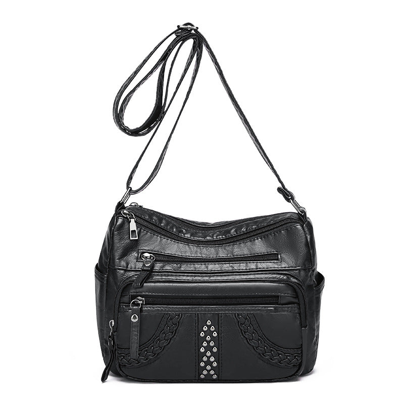 Women's Multi-Layer Solid Color Crossbody Bag