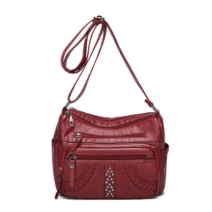 Women's Multi-Layer Solid Color Crossbody Bag