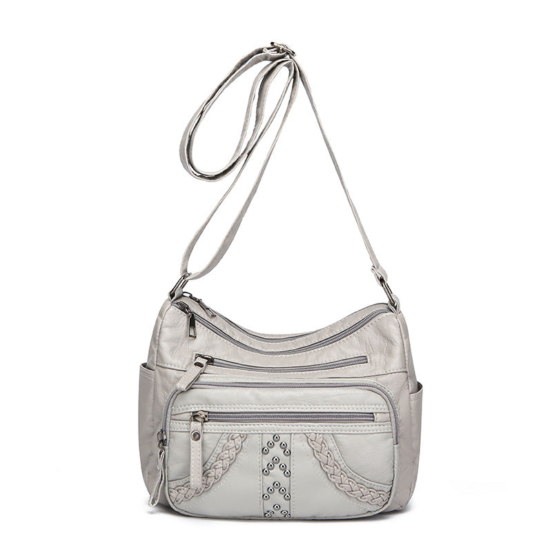 Women's Multi-Layer Solid Color Crossbody Bag
