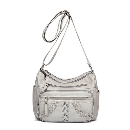 Women's Multi-Layer Solid Color Crossbody Bag