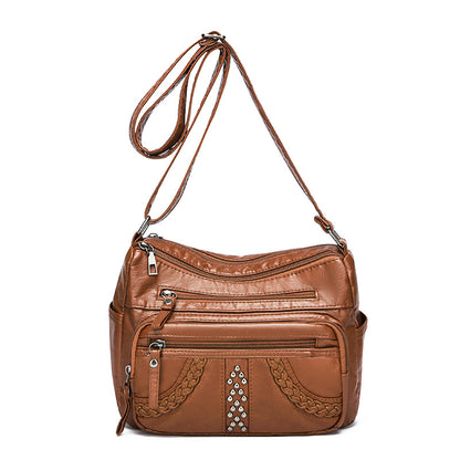 Women's Multi-Layer Solid Color Crossbody Bag