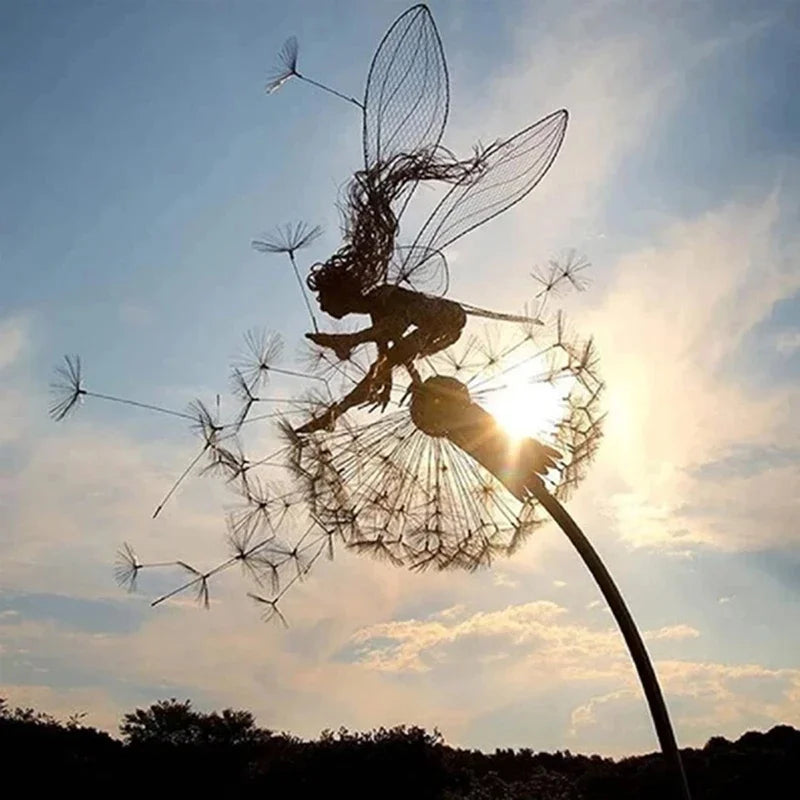 Flower Fairy Metal Sculpture Garden Decoration