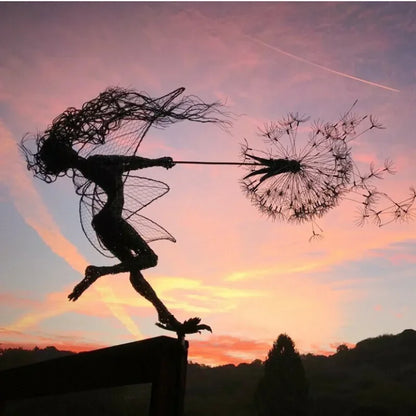 Flower Fairy Metal Sculpture Garden Decoration