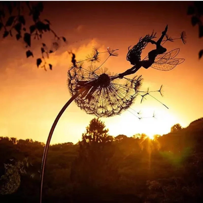 Flower Fairy Metal Sculpture Garden Decoration