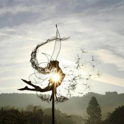 Flower Fairy Metal Sculpture Garden Decoration