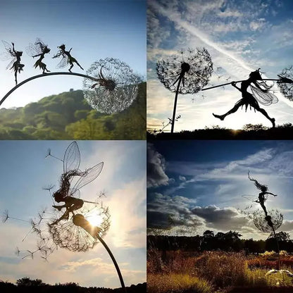 Flower Fairy Metal Sculpture Garden Decoration