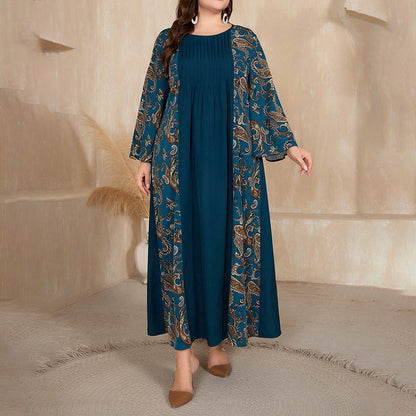 Women's Plus Size Bohemian Floral Print Maxi Dress
