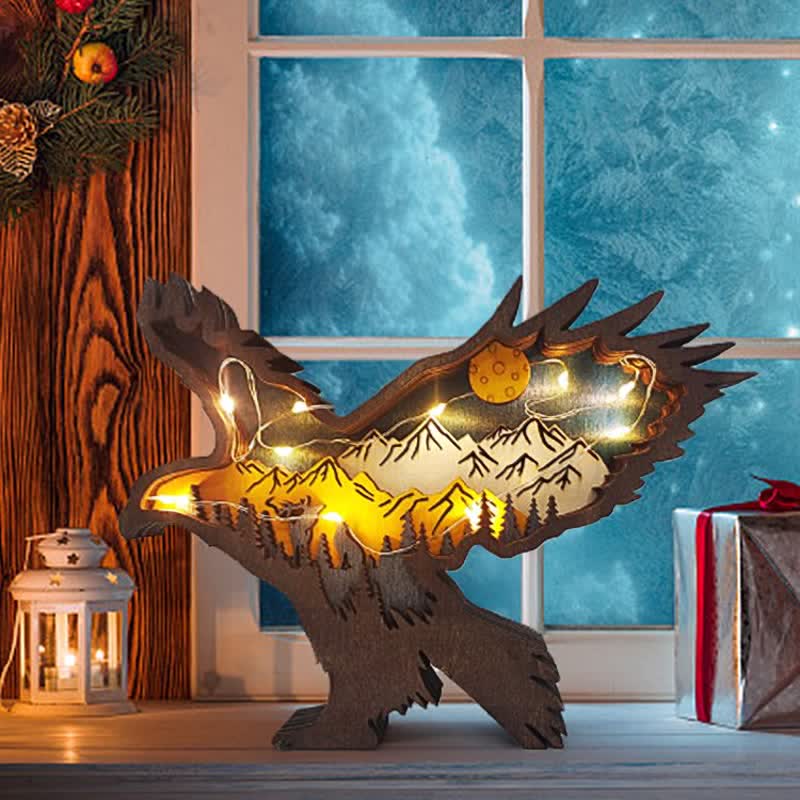 3D Hand Carved Wooden Eagle Decoration Wood Carved Art Flying Eagle Statue Artwork mysite